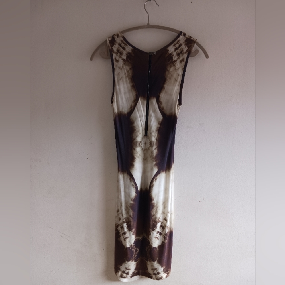 Dress, HH Haute Hippe Tie Dye Bodycon Tank Dress Small Sleeveless, brown cream